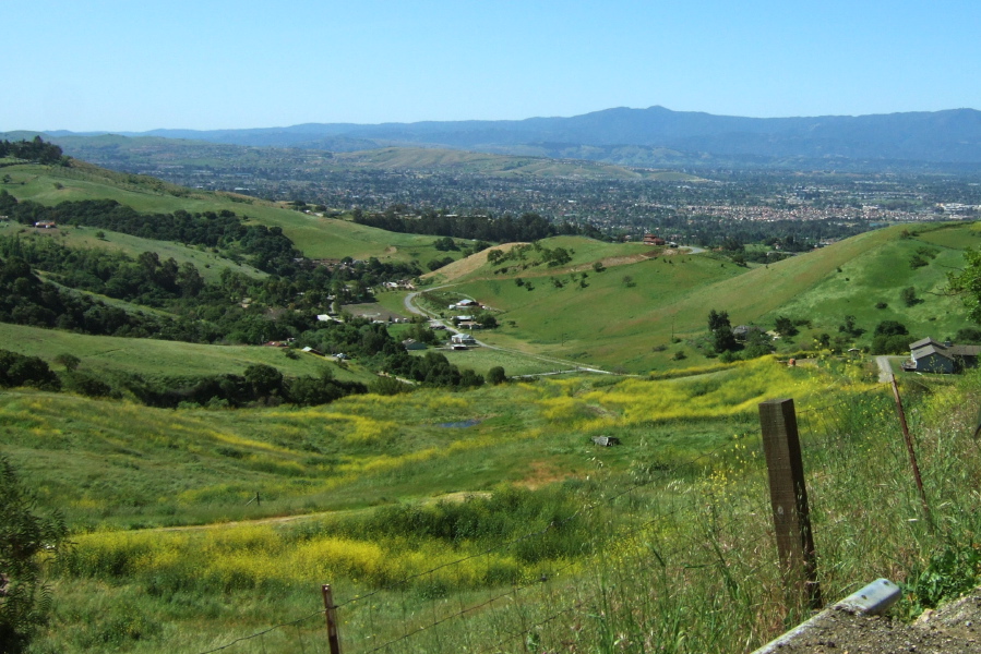 Loma Prieta (3791ft) and San Jose from Mt. Hamilton Rd.
