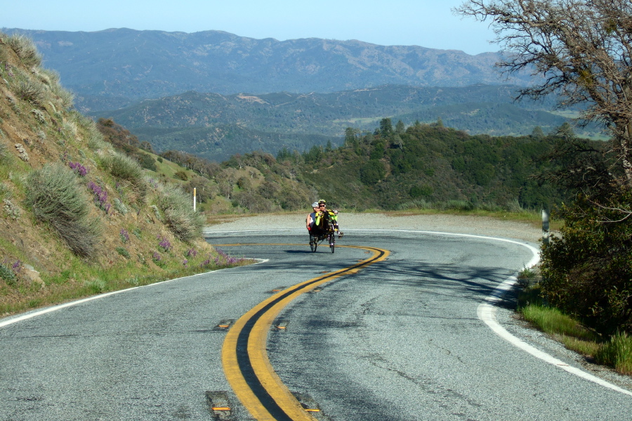 Rounding one of the last turns on the climb