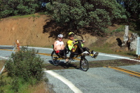 Crossing the cattle grate on the climb