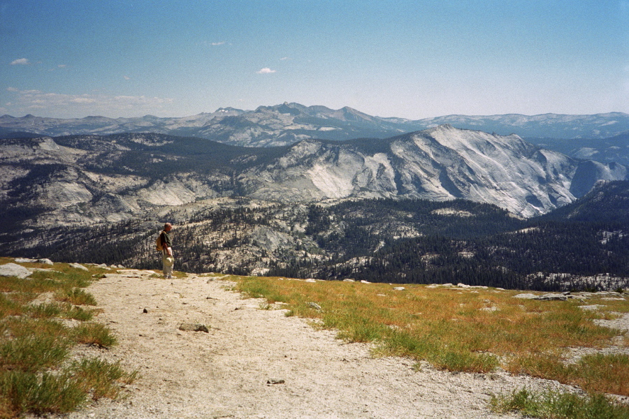 David rests on the wide and broad use trail up Mt. Hoffman.