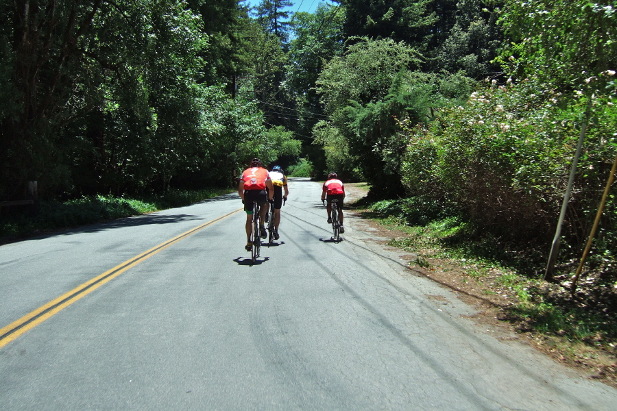 Following some fast roadies down Eureka Canyon Rd.