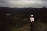 Nahoya pauses on Bolinas-Fairfax Rd.