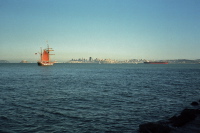 The Hawaiian Chieftan plys the bay.