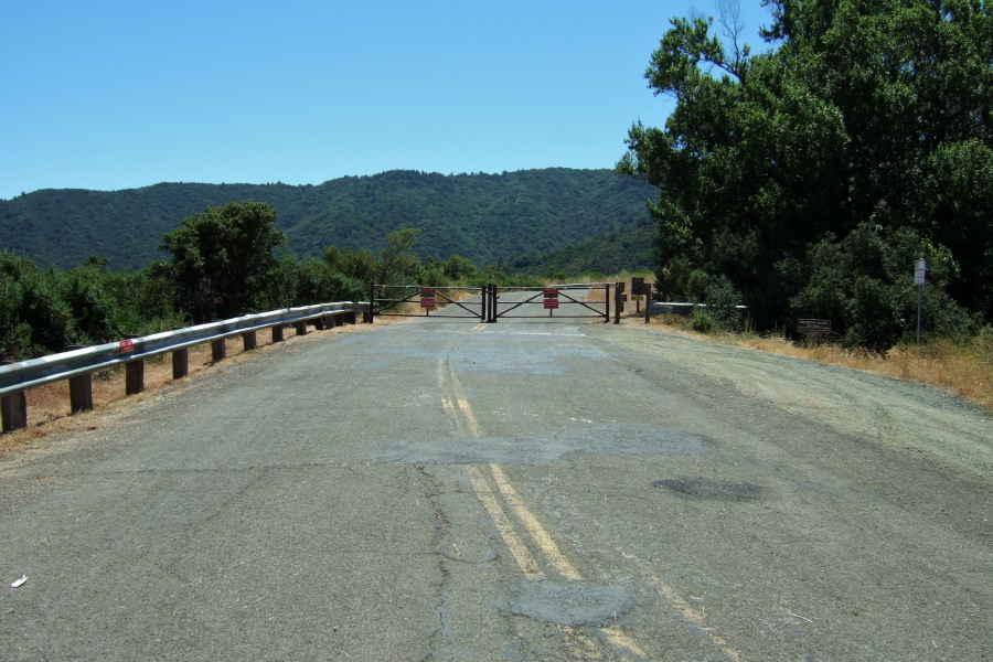 Mt. Umunhum Rd. gate from below.