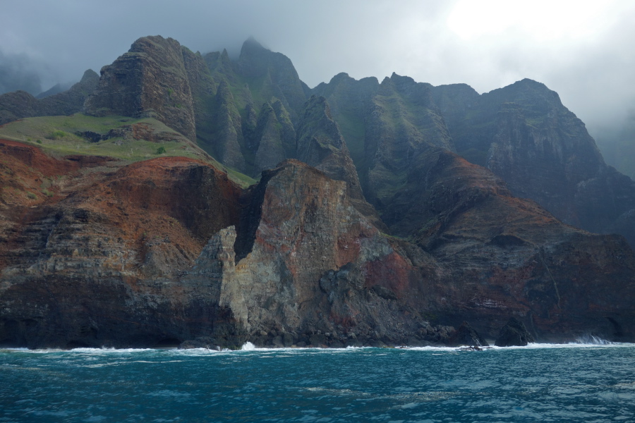 Kalepa Ridge separates Kalalau Beach from Honopu Beach.