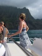 Laura enjoys her view of the Napali Coast.