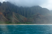 Southern end of Kalalau Beach and the sharp ribs of Kalepa Ridge