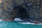 Old lava tube at the base of Honopu Ridge
