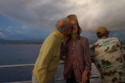 Kay tolerates a kiss on the cheek.