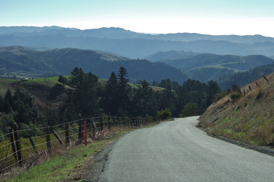 Steep descent on Bear Gulch Rd. west