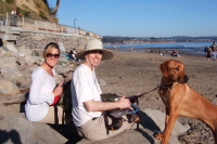 Laura, Bill, and Kumba at Capitola Beach.
