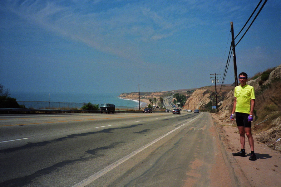 Bill on Pacific Coast Highway near Crystal Cove State Park.