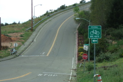 The daunting climb up Hiller Drive appears.