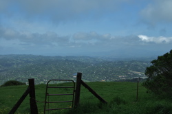 Mt. Diablo rises into the clouds at the right.