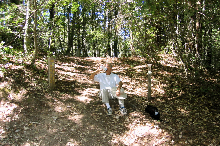 David resting at the northwestern junction of the Butano Ridge Rd. and the Butano Ridge Loop Trail (1650ft)