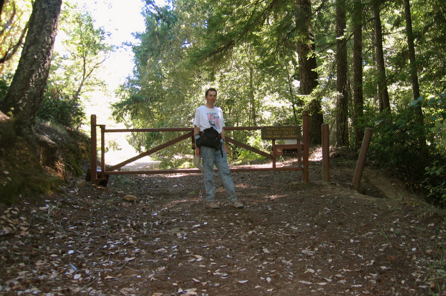 Bill at the southern gate on Butano Ridge Rd., looking south (1980ft)