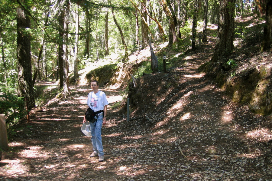 Bill at the southern gate on Butano Rd., looking north (1980ft)