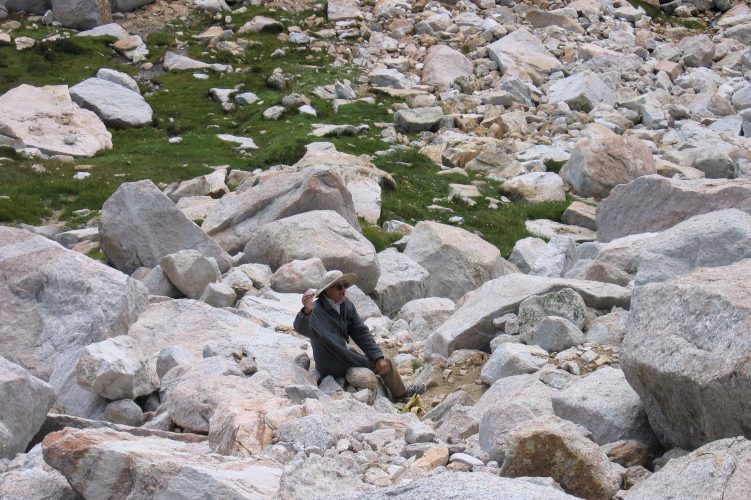 Dad has had enough boulder-hopping. (10,800ft)