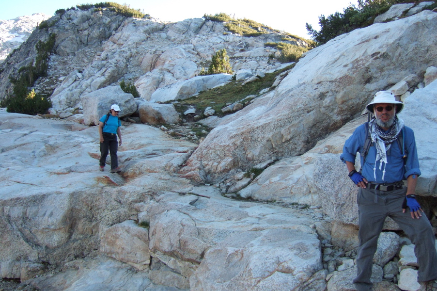 Stella and Frank cross the slabs near the bottom.