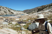 David gets ready to climb from the lower to the upper Conness Lake.