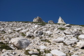 View up to the gendarmes on the southeast slope of North Peak.