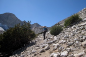 Stella stops about halfway up the slope.