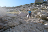Stella skips nonchalantly down the slope.