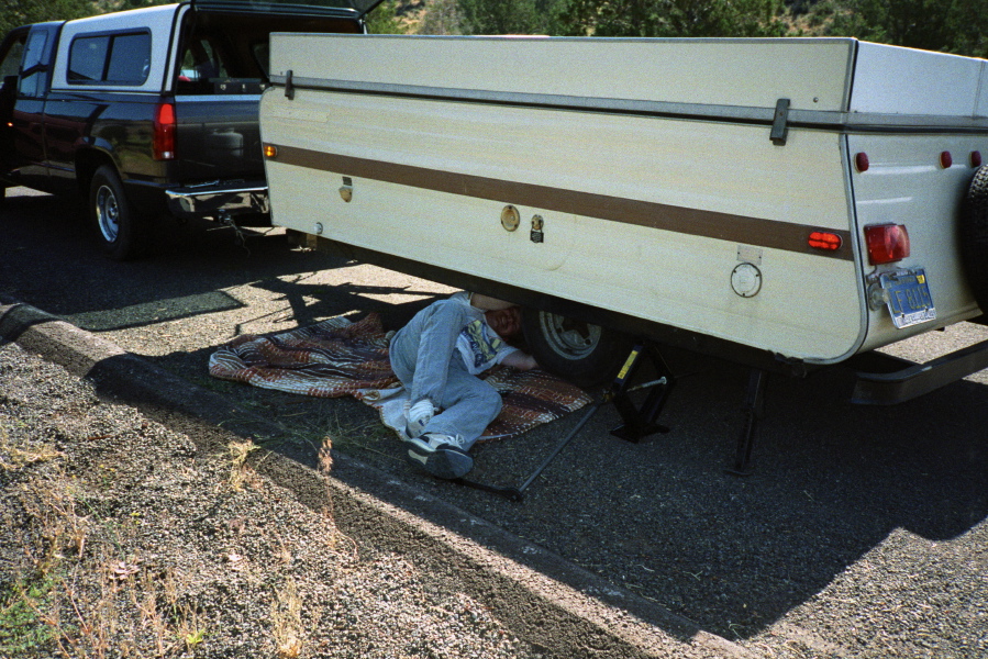 Dan makes a minor roadside repair.