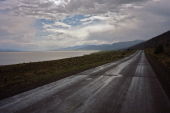 Driving alongside Alkali Lake near Cedarville.