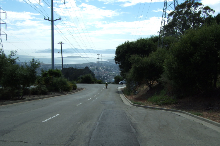 Zach and Michi descend Moser Rd. in El Cerrito.