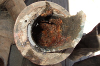 Inside of old drain pipe.