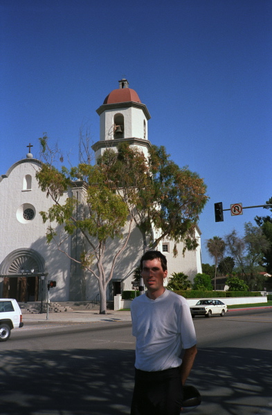 Bill in front of Mission San Juan Capistrano