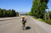 Zach riding down Warren Ave.