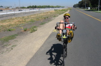 Zach rides down Kato Rd., Fremont