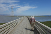 David walks to the end of the windsurfing launch area.