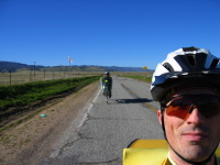 Ron Bobb (l) and Bill Bushnell head east through Panoche Valley