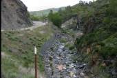 Climbing through the narrows on Tres Pinos Creek (1400ft)