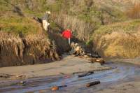 David and Kay climbing off the bluff.