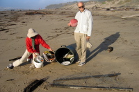 Trash pick-up on Pescadero Beach