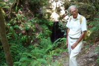 David stands at the edge of the precipice on Brook Creek.