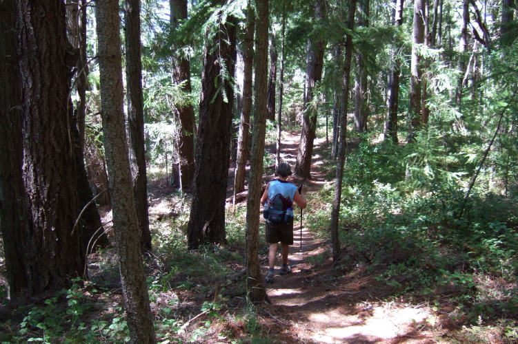 Alice marches ahead down the trail to Peters Creek.