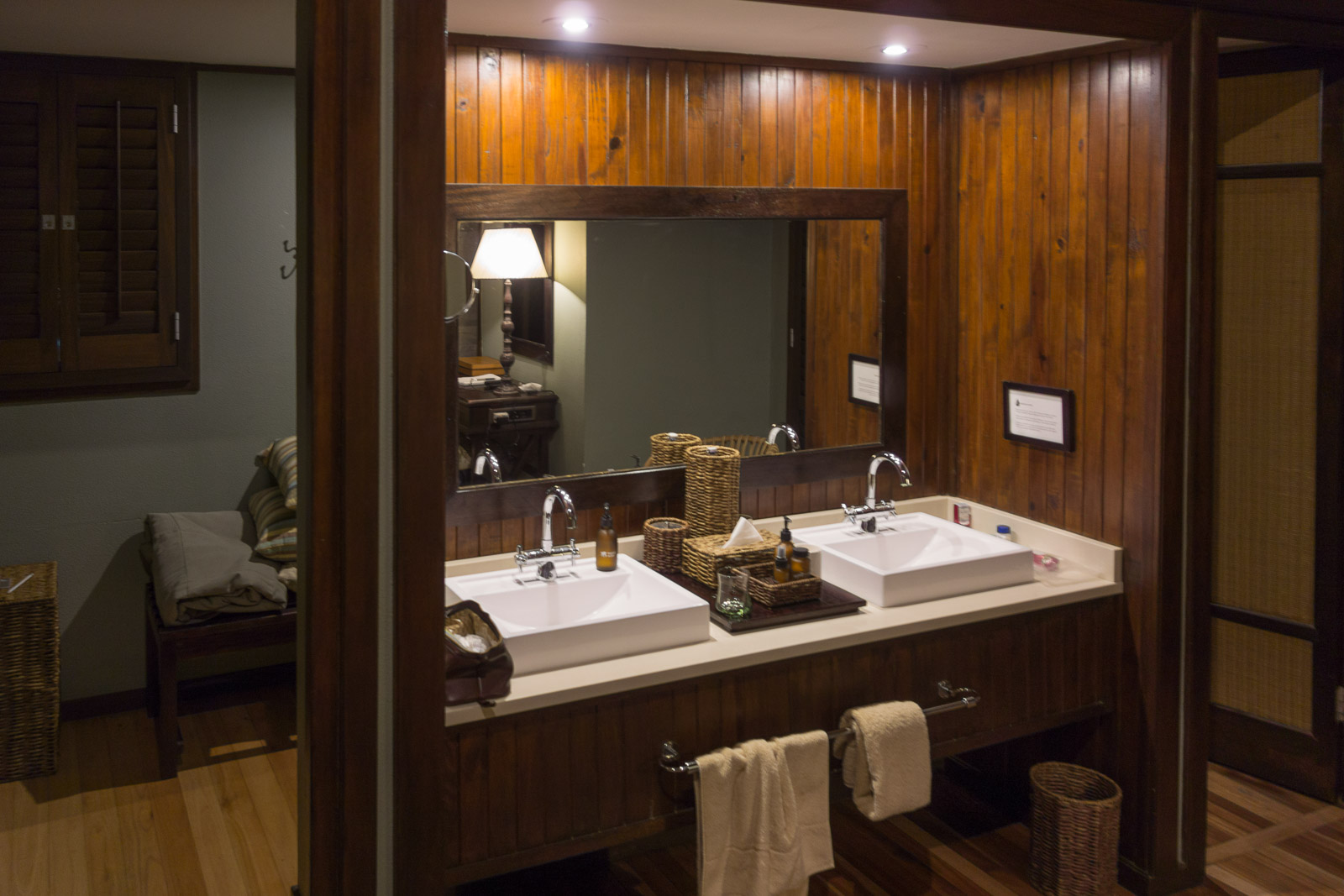 The changing room is to the left.  The toilet is to the right.