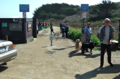 Crowd at the Pillar Point trailhead