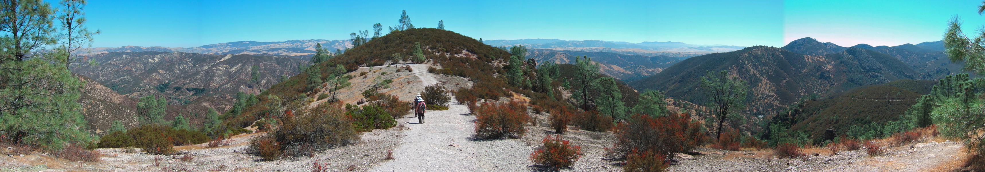 Frank and Stella begin their descent of High Peaks Trail to Old Pinnacles.