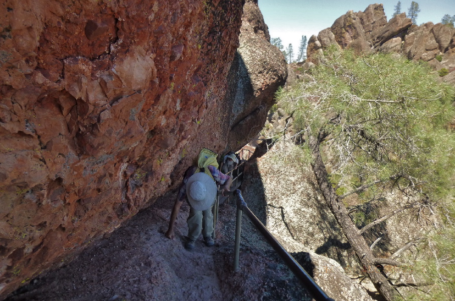 David and Bill climb the trail with great deference.