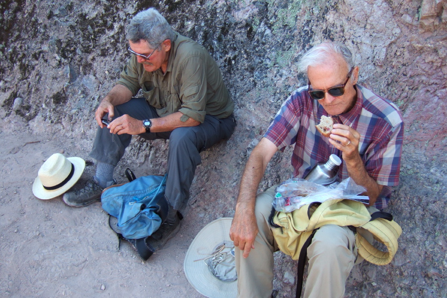 Ron and David stop to eat lunch.