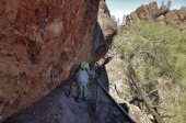 David and Bill climb the trail with great deference.
