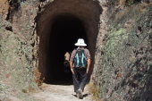 Stella enters The Tunnel on Tunnel Trail.