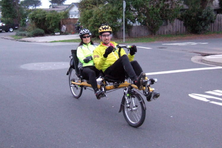 Michi and Zach arrive at the finish in Half Moon Bay.