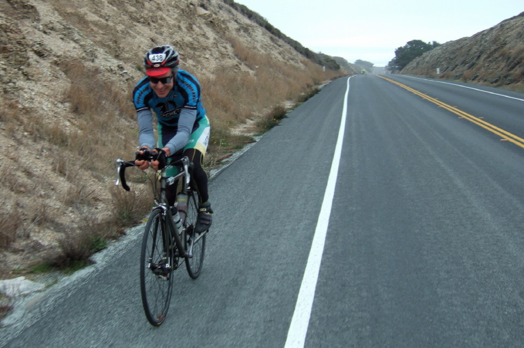 Jim Kern enjoying himself on his upright bike.